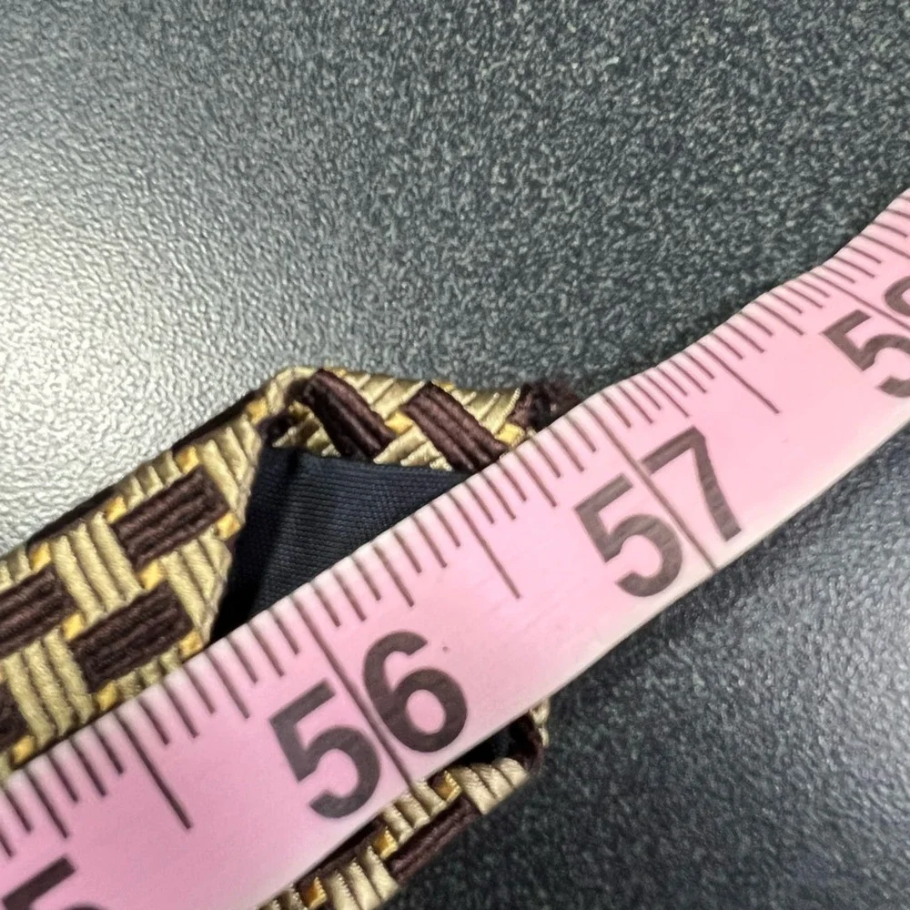 Brooks Brothers Mens Tie Necktie Brown Beige Geometric 100% Silk Tied Classic